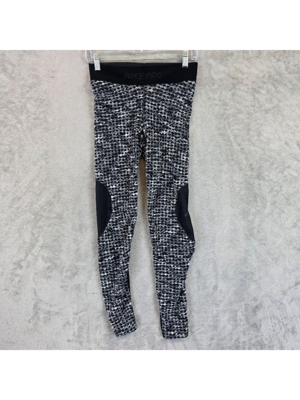 Nike Pro Hyperwarm Leggings Womens M Black Geometric Thermal Running Athletic